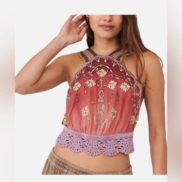 SOLD NWT Free People Hi There Halter Top Medium - Picture 1 of 16